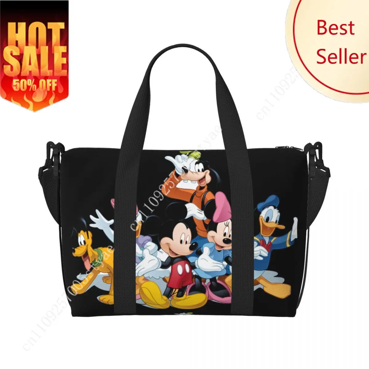 

Custom Mickey Mouse Minnie Grocery Tote Shopping Bags Women Large Capacity Cartoon Gym Beach Travel Bags