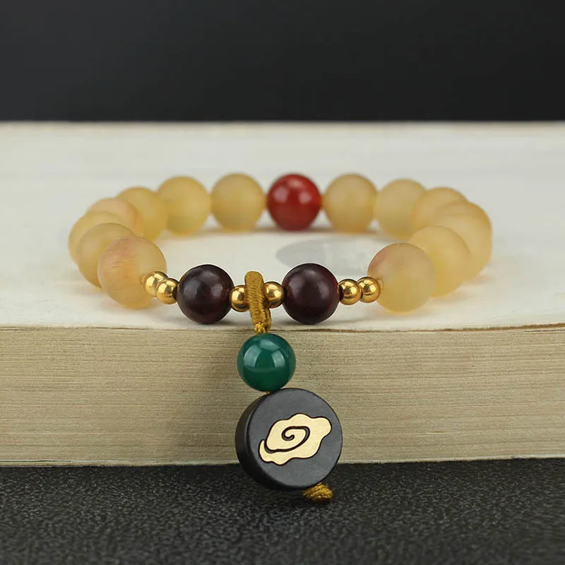 DIY accessories Natural Xizang blood silk croissant bead bracelet, high-grade sandalwood croissant bracelet, retro ethnic style