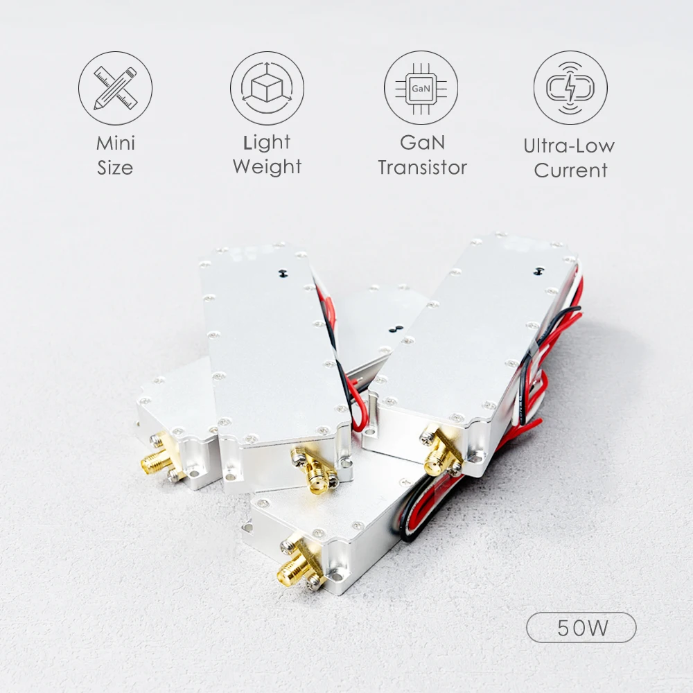 30W 50W FPV Módulos RF de defesa de baixa altitude Amplificadores de potência 120-200MHZ300-400MHZ200-300MHZ1.2G1.5G2.4G5G3250-3350MHZ 2.2G1.4G