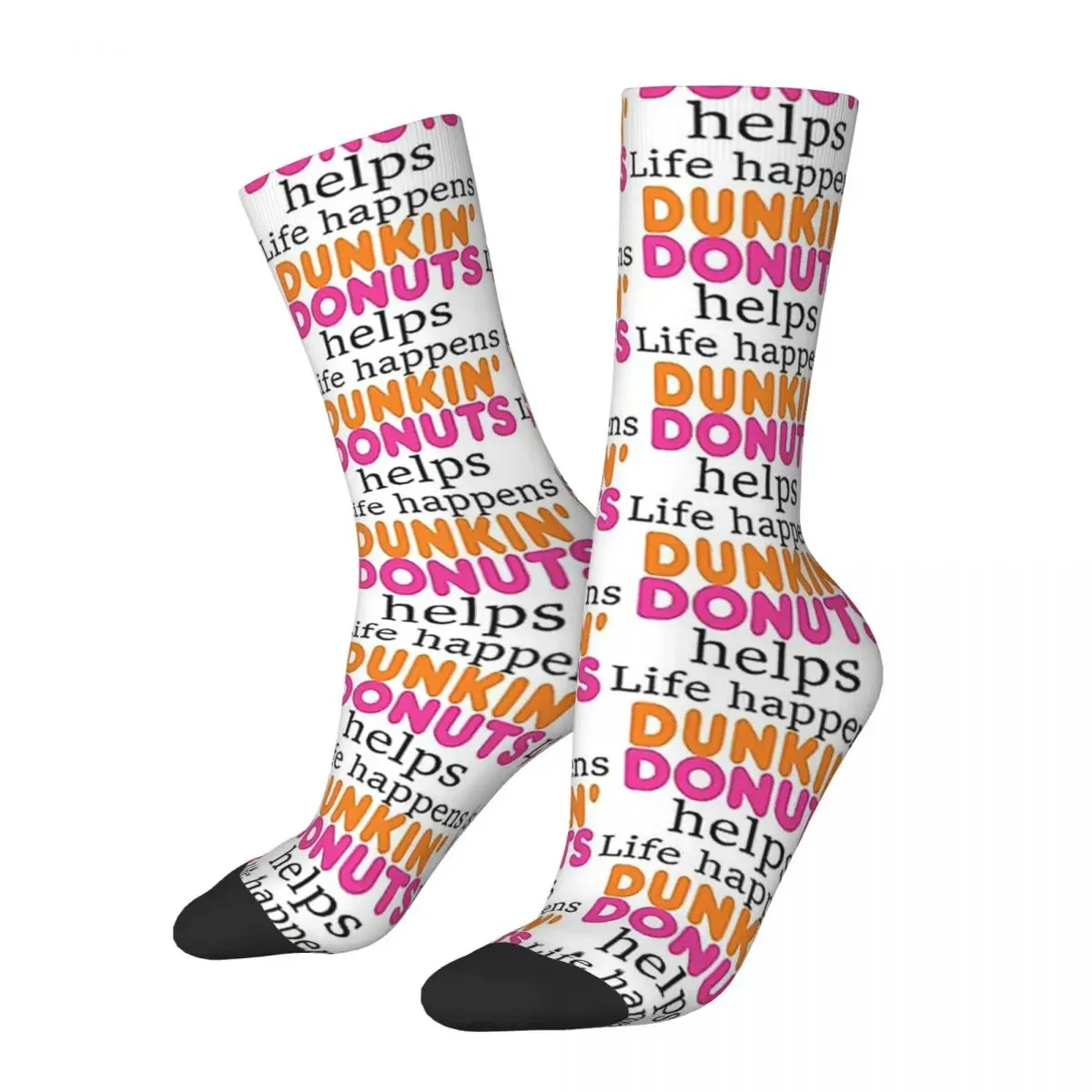 

Life Happens... Dunkin Donuts Helps Socks Harajuku High Quality Stockings All Season Long Socks Accessories for Man Woman Gifts