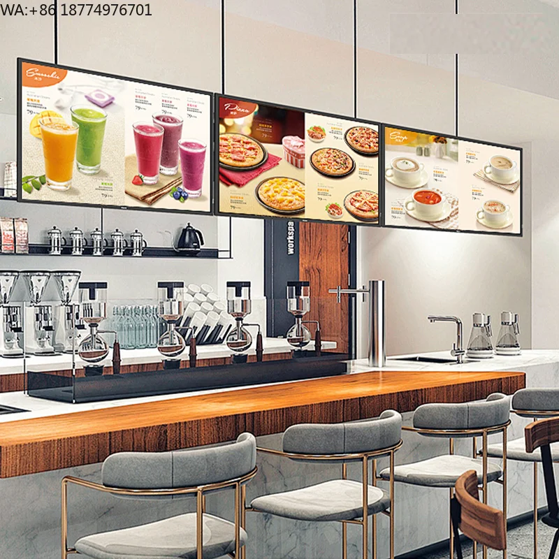 

15.6 Inch Hangable LCD Digital Menu Board with Animation Display for Indoor Use Restaurants Retail Stores Wayfinding Education