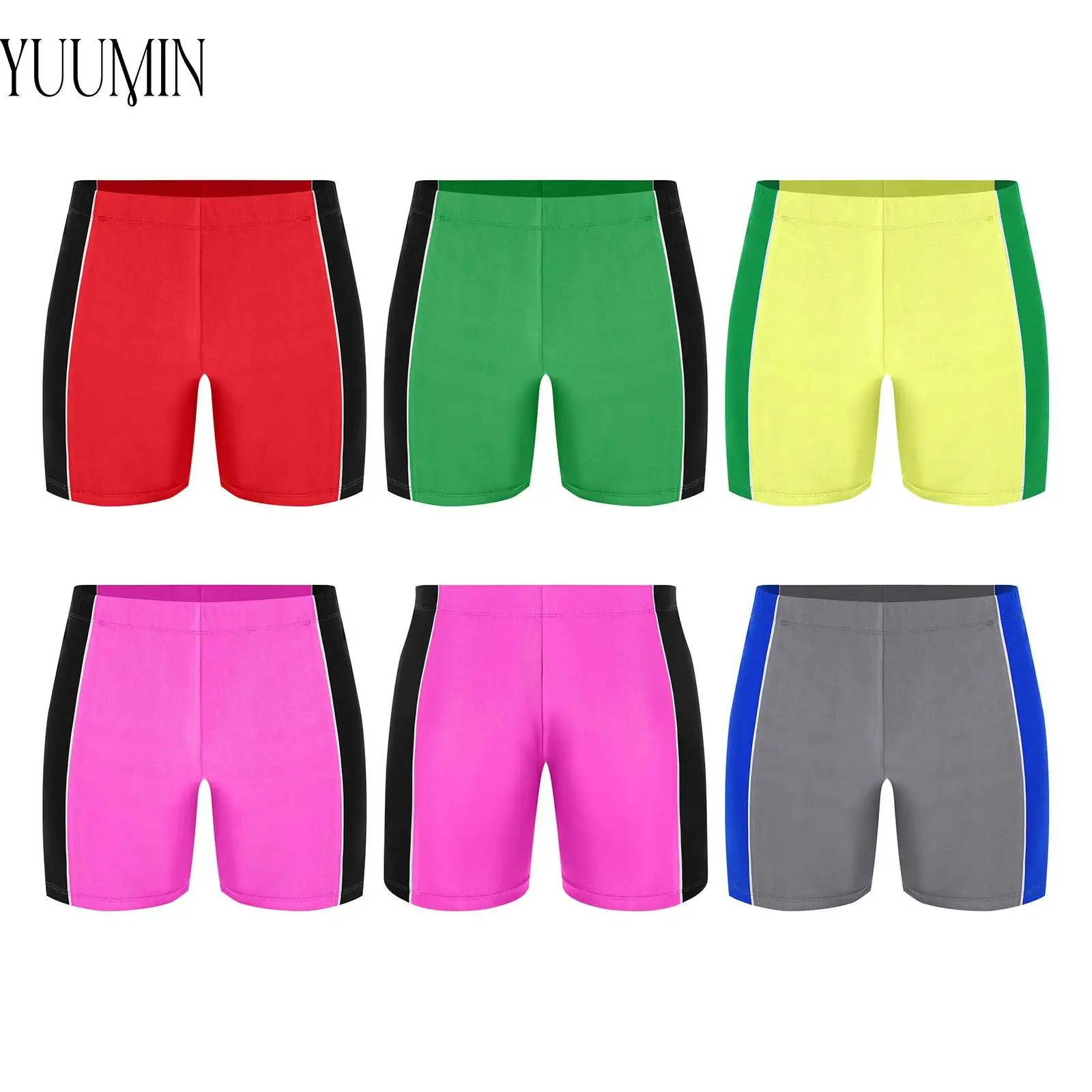 

Men Stretchy Swimming Shorts Elastic Waistband Color Block Patchwork Shorts Bottom for Cycling Swimming Running Workout Exercise