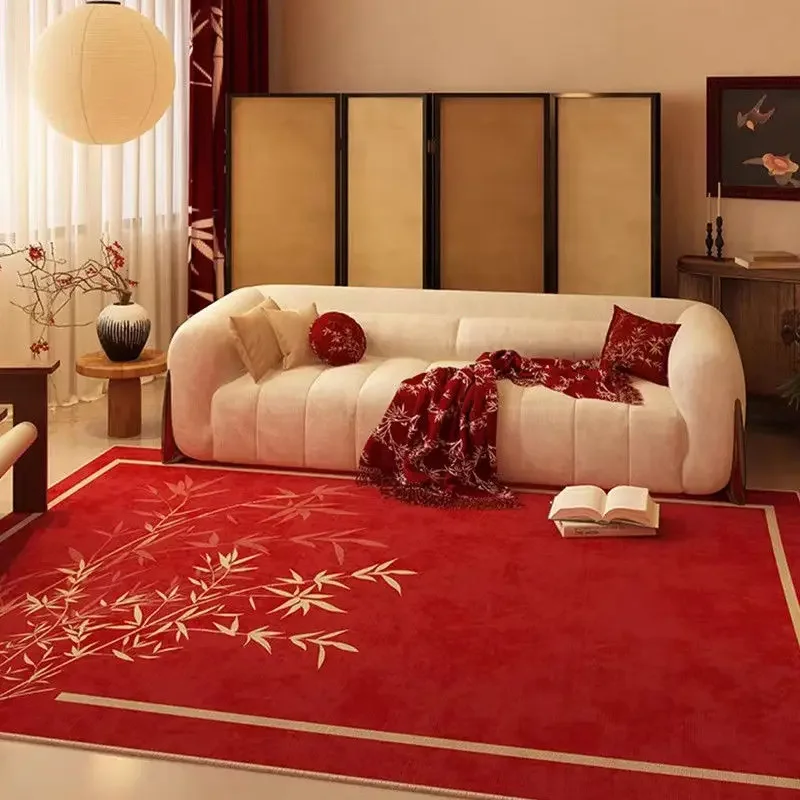 

Red Chinese Traditional Area Rug: Luxury Non-Slip for Living Room Bedroom Floor