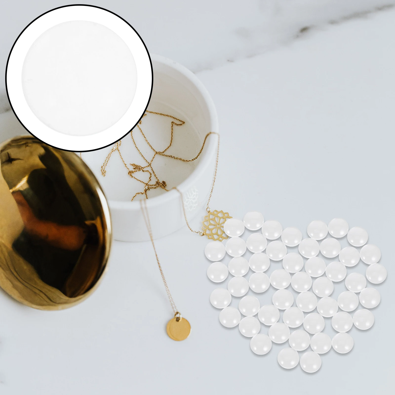 

50pcs Clear Glass Cabochons Flatback Round Jewelry Making Beads DIY Craft Supplies Transparent Photo Necklace