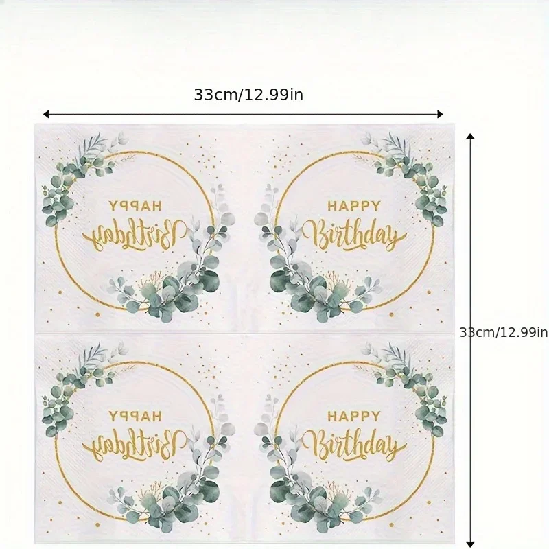 40 unids/lote, servilleta cuadrada de feliz cumpleaños con corona, tejido desechable para cafetería, Fiesta Temática, aniversario, suministros de decoración para mesa de comedor