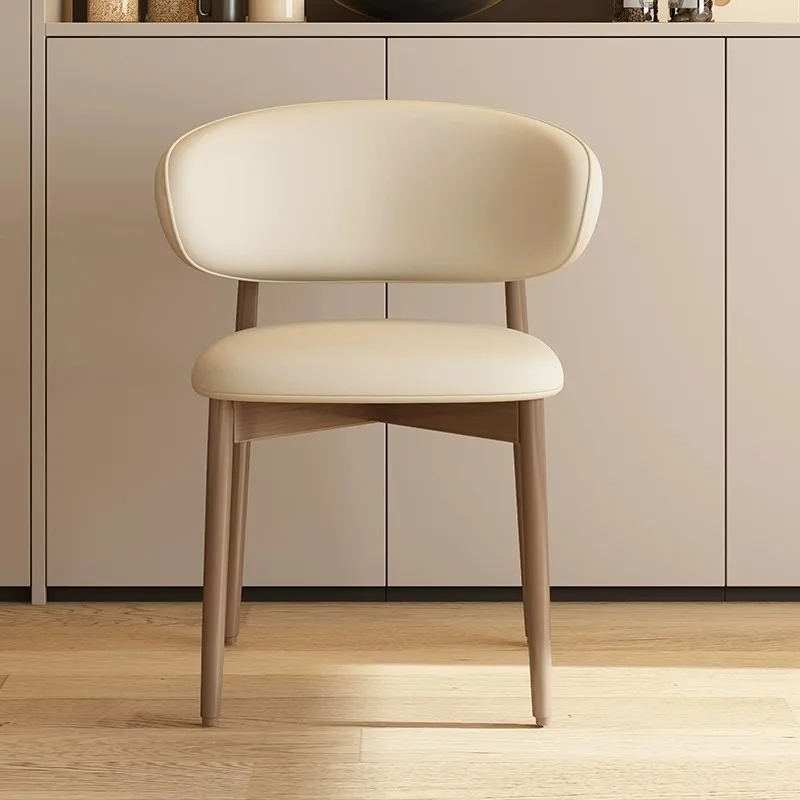 

French cream style solid wood dining chair home Nordic light luxury Internet celebrity designer Italian restauran