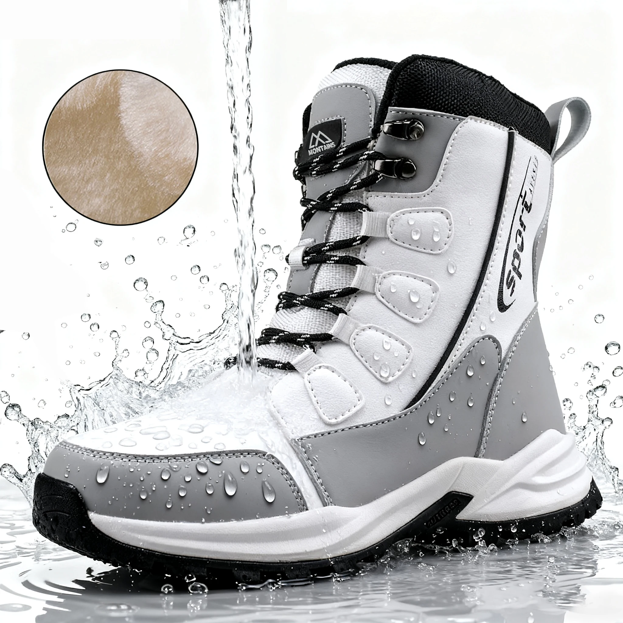 

Женские непромокаемые зимние зимние ботинки, теплая обувь, легкие прогулочные ботинки до середины икры с мехом