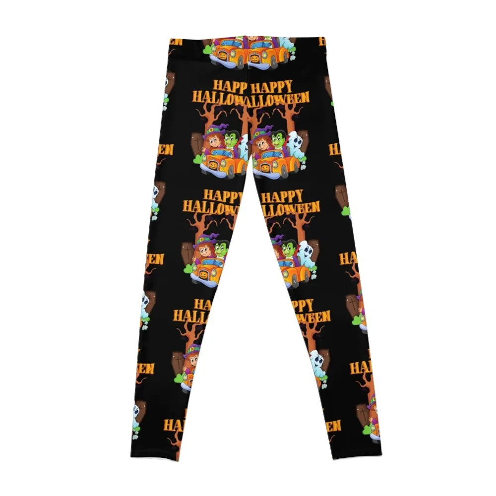 HAPPY HALLOWEEN, TRICK OR TREAT, FAMILY TREAT, HALLOWEEN MEME, SPOOKY, Leggings high waist trousers Womens Leggings