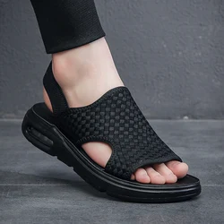 2023 Spring Autumn Daily Casual Style Men's Sandals Outdoor Beach Fashion Black Hombre Breathable Shoes Slip-On Walking Flat