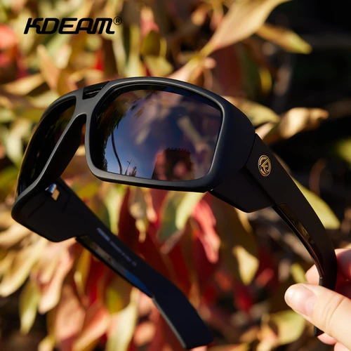 Imagen 2 del producto KDEAM Muscle Car Styling y gafas de sol polarizadas de rendimiento serio para hombre, gafas deportivas para ciclismo, características resistentes con bisagra de 5 barriles