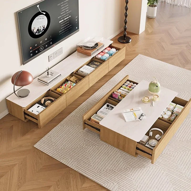 

m Nordic Style Solid Wood TV Stand Coffee Table Floor-Standing Modern Simplicity Storage Small Space Living Room Furniture m