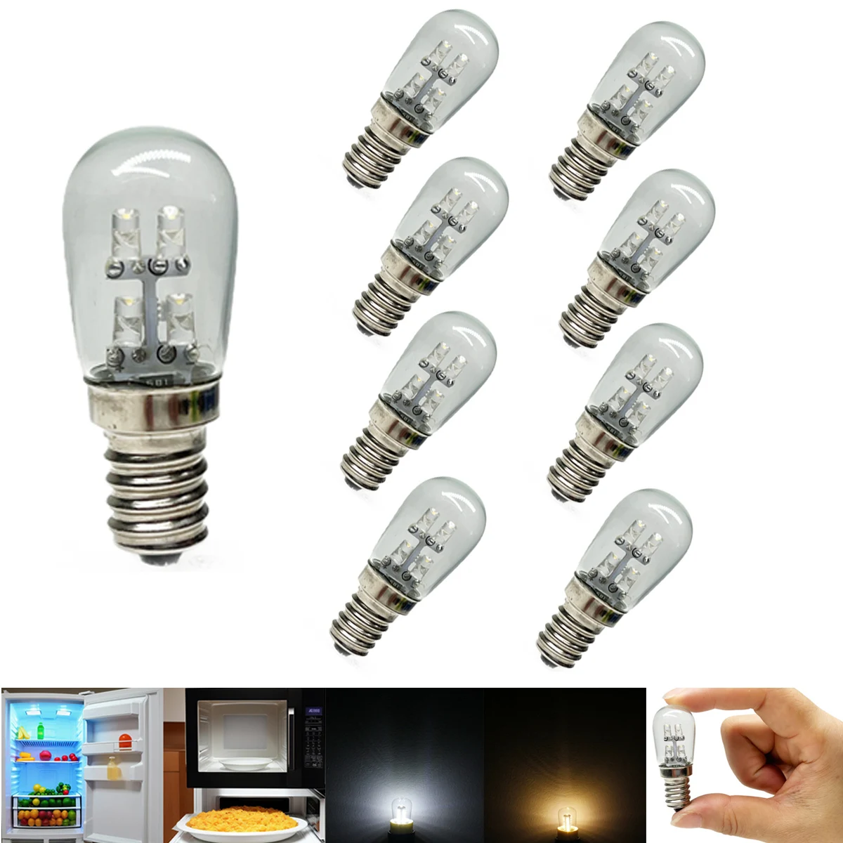 

20X Mini E12 LED Light Bulbs 0.5W 110V 220V Cold Warm White Lamp For Refrigerator Chandelier Microwave Refrigerator Decor Lights