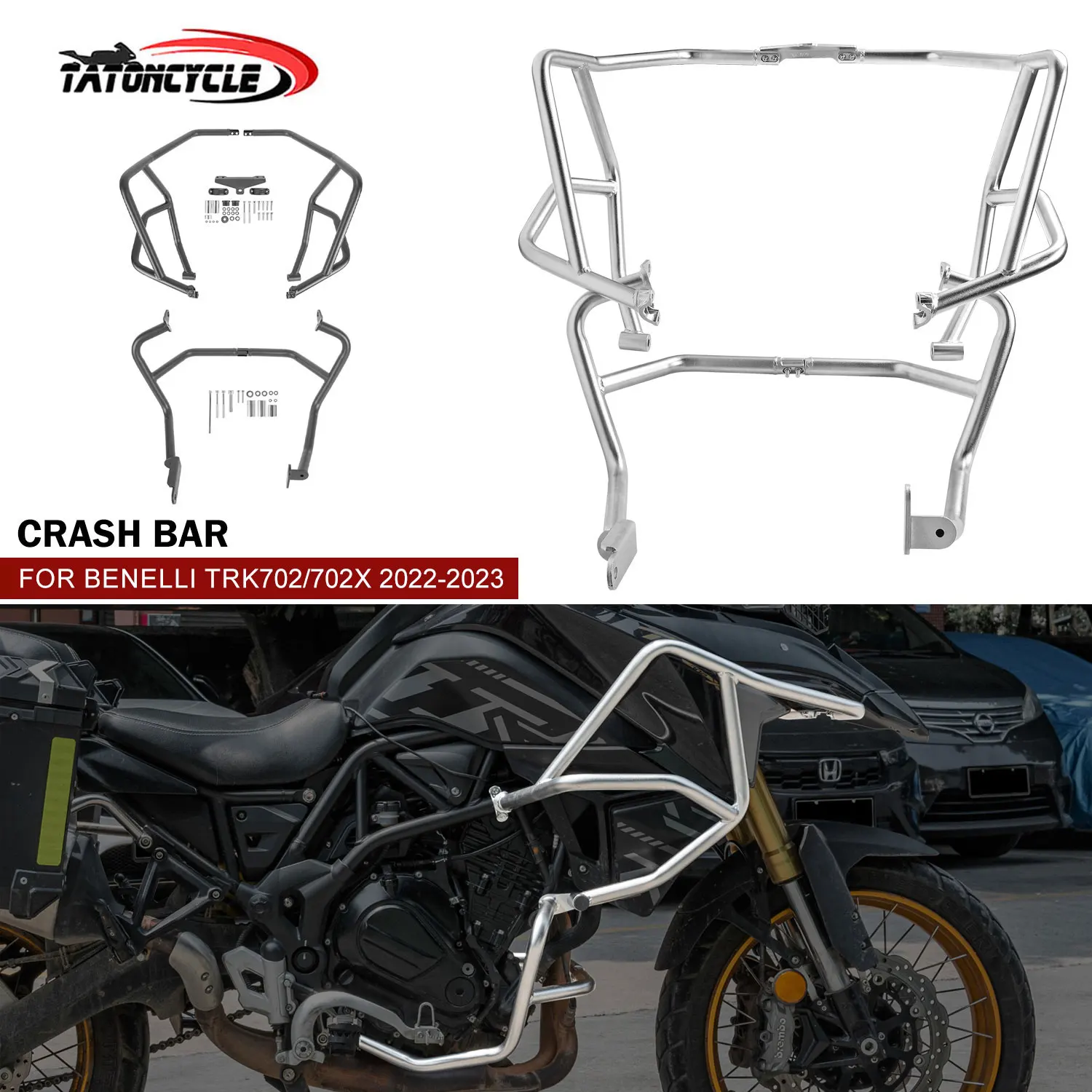 

Motorcycle Upper Lower Crash Bar Engine Guard Frame Bumper Falling Protector for Benelli TRK702 TRK702X TRK 702 2022 2023
