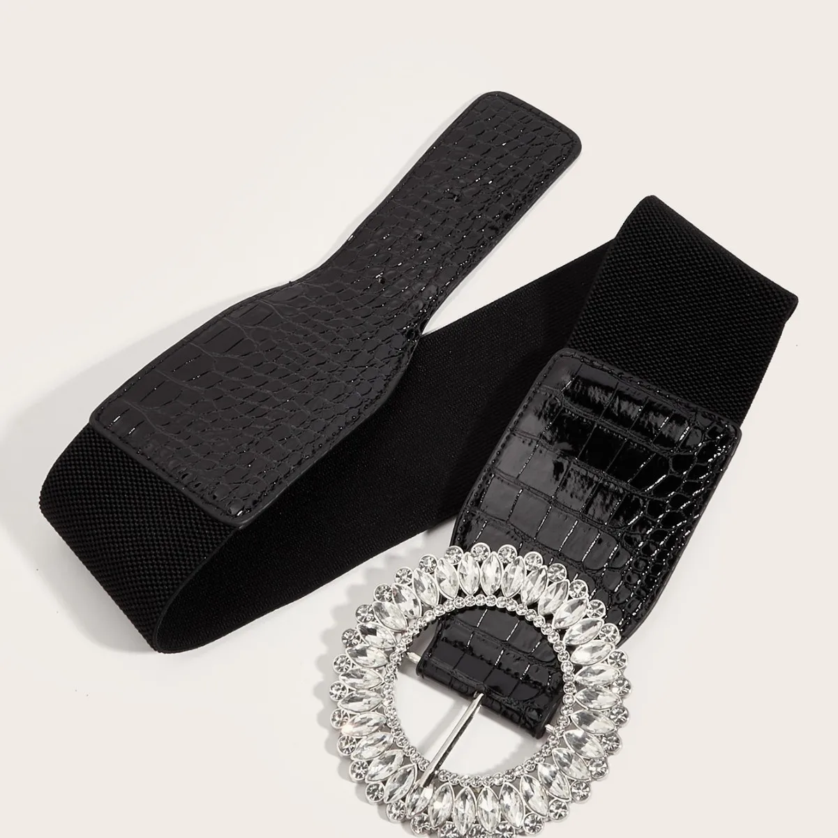 المرأة موضة الماس مشبك بولي Leather الجلود مطاطا فستان Cummerbunds الكورسيهات حزام أحزمة الديكور حزام عريض TB407