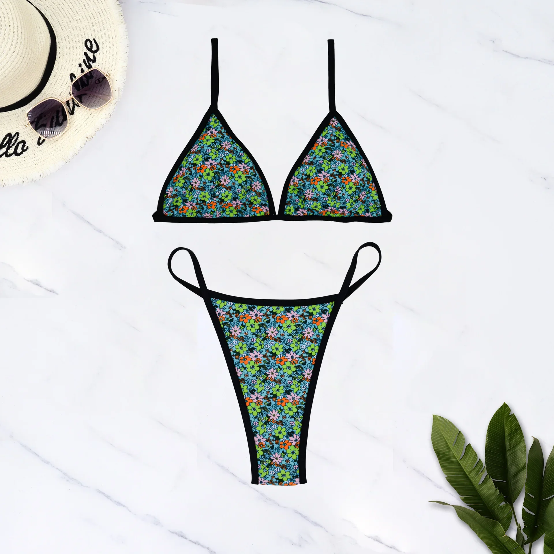 Sexy Brazilian Push Up Bikini Triangle Side String Bikinis Swimwear Women Striped Thong Bathing Suit Beachwear Biquini Swimsuit