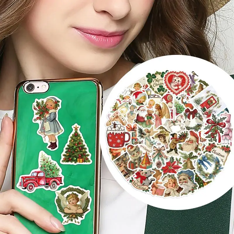 สติกเกอร์คริสต์มาสสําหรับScrapbooking 50Xสเก็ตบอร์ดDecalsน่ารักคริสต์มาสVINTAGEสติกเกอร์สําหรับแล็ปท็อปขวดน้ําสเก็ตบอร์ด