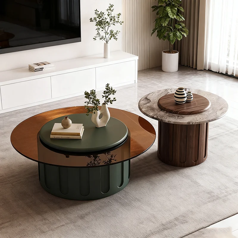 

Living Room Modern Round Small Coffee Table Set Luxury Creative Tea Table Sets Simple Home Office Center Tables Sofa Side Table