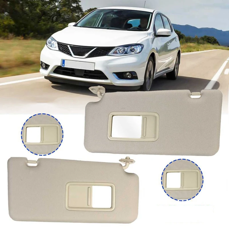 1 Pair Car Inner Sunvisor Shield Shade Board With Mirrors Mirror For Nissan Tiida 2005 2006 2007 2008 2009 2010