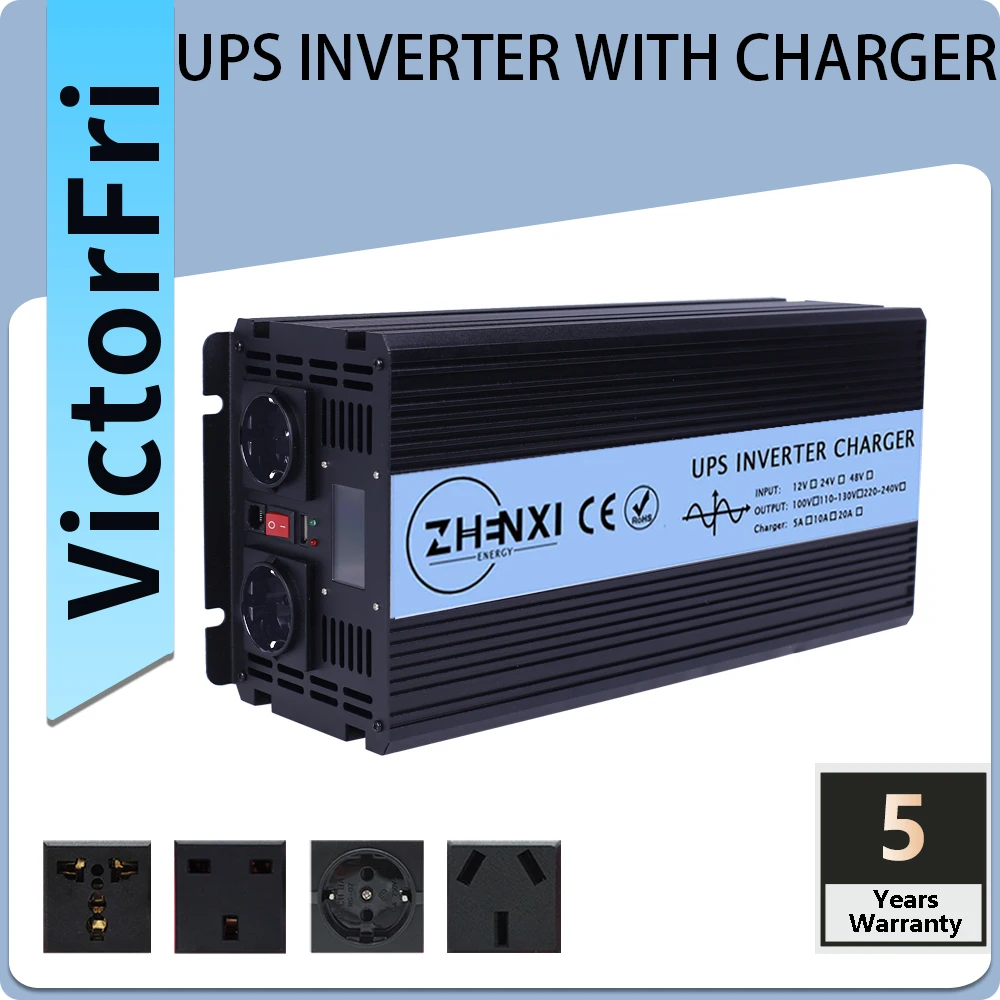 

12000W 10/8/4KW UPS Inverter With 20A Charger Pure Sine Wave DC 12/24/48V to AC 110/220V Offgrid Wind RV Solar System