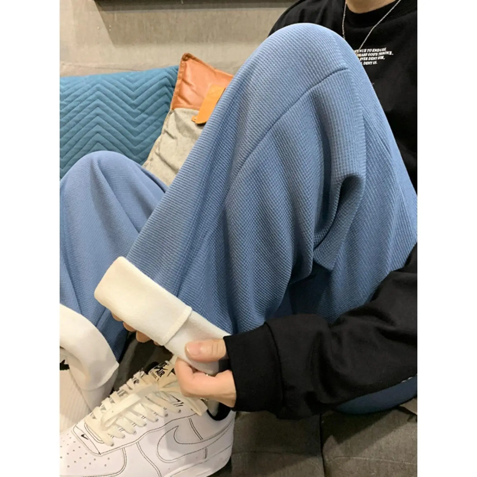 

Men's Winter Thiened Velvet Straight Leg Pants Loose Multi-Functional Faionable Casual Trousers Youth Sle Winter Collec...