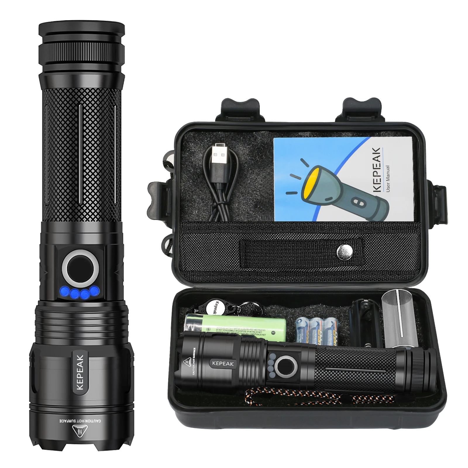 Portable Strong Light Long Range LED Flashlight USB Rechargeable 26650 Battery Outdoor Tactical Zoom Super Bright Torch Light