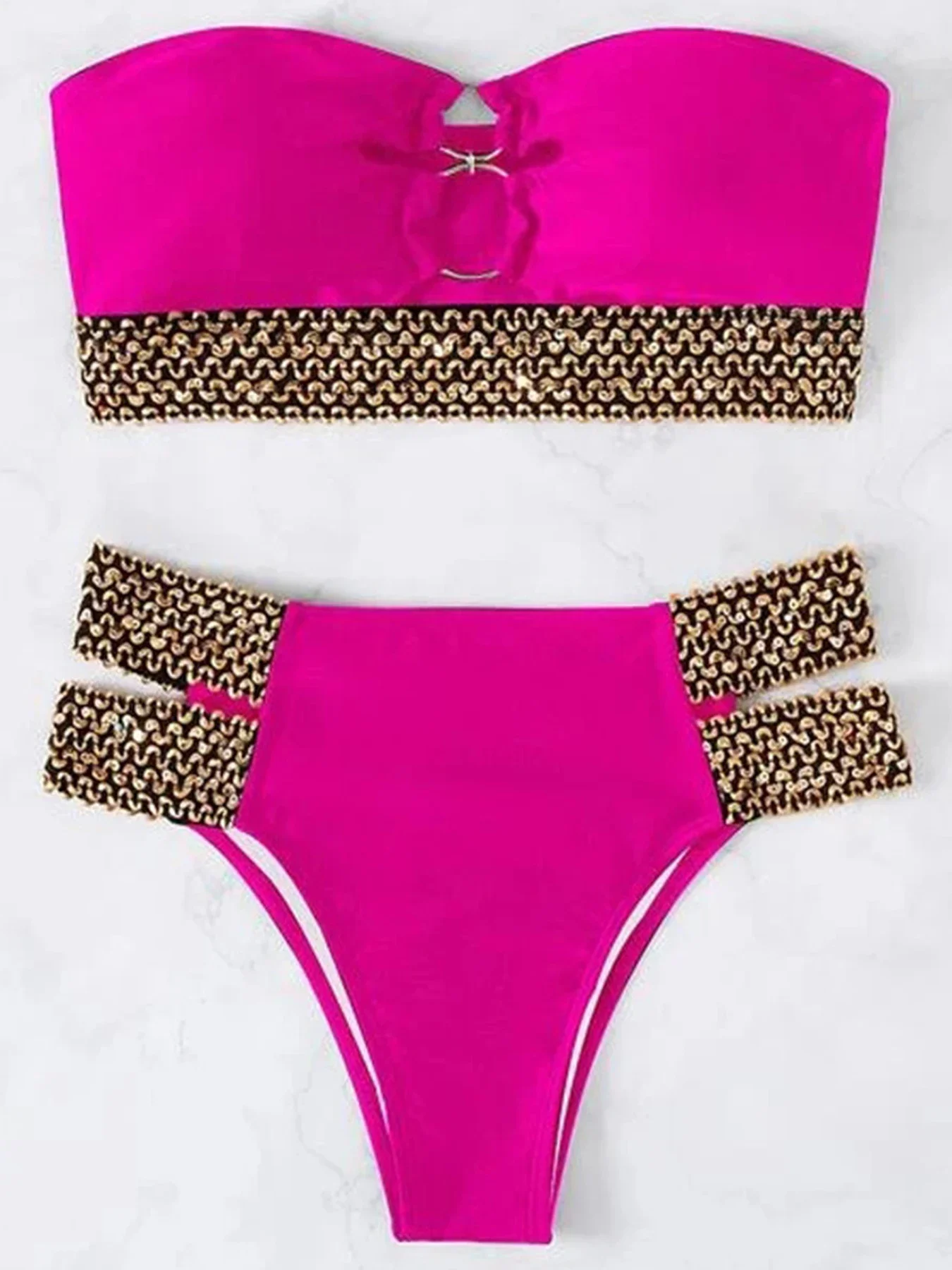 Maillot de bain deux pièces pour femmes, sexy, sans bretelles, bikini, culotte avec ceinture flash, vêtements de plage, pour baigneurs