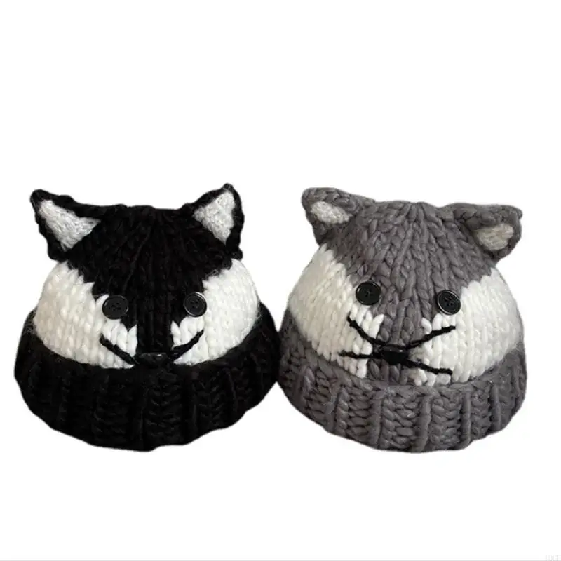 لآذان القط القبعات لطيف الكروشيه مضفر قبعة متماسكة الاتجاه الدافئ كل مباراة الصوف متماسكة قبعة شخصية آذان الحلو باوتو #5