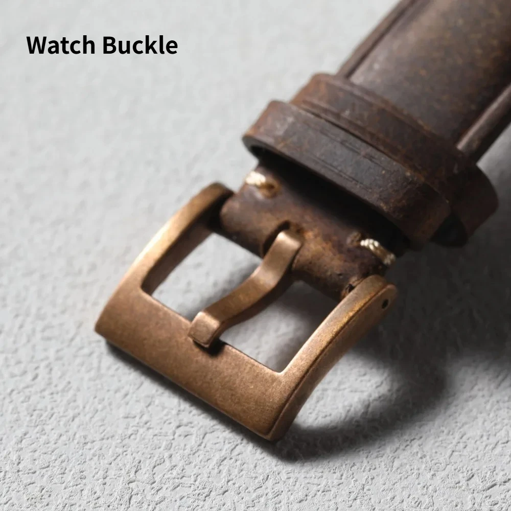 High-end Bronze Buckle 18MM 20MM Vintage Leather Rubber Strap Buckle, Pure Bronze, Vintage Style Strap Buckle Accessories