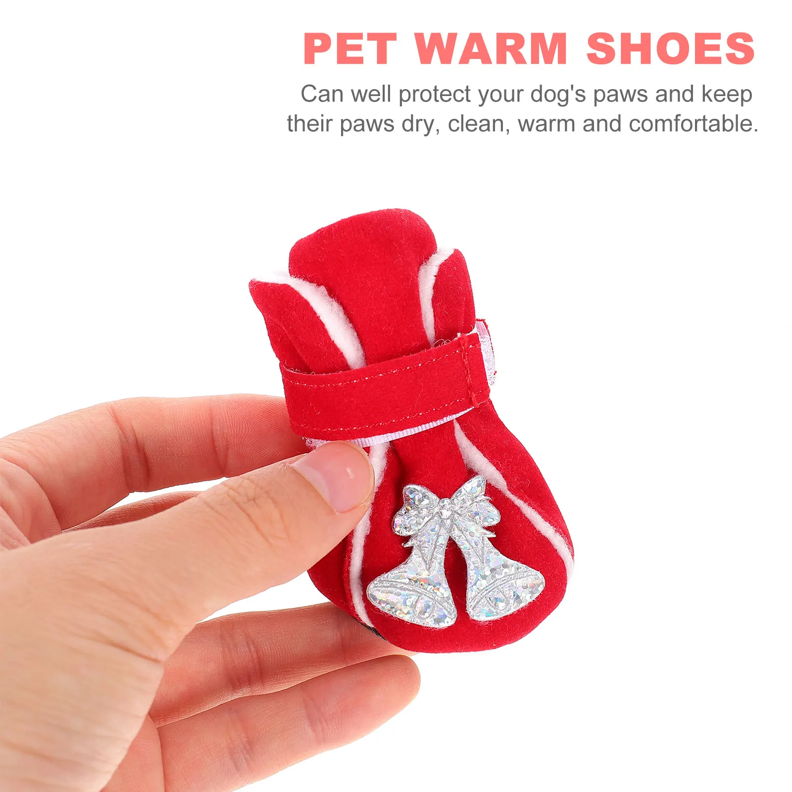 

4Pcs Pet Cotton Shoes Stylish Christmas Dog Boots Comfortable Fit Footwear for Puppies Pet Winter Shoes