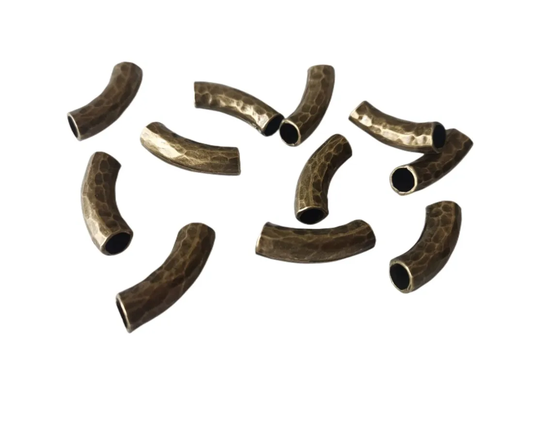 

50PCS Antiqued Bronze Metal Curved Tube Spacer 30mm A13426B