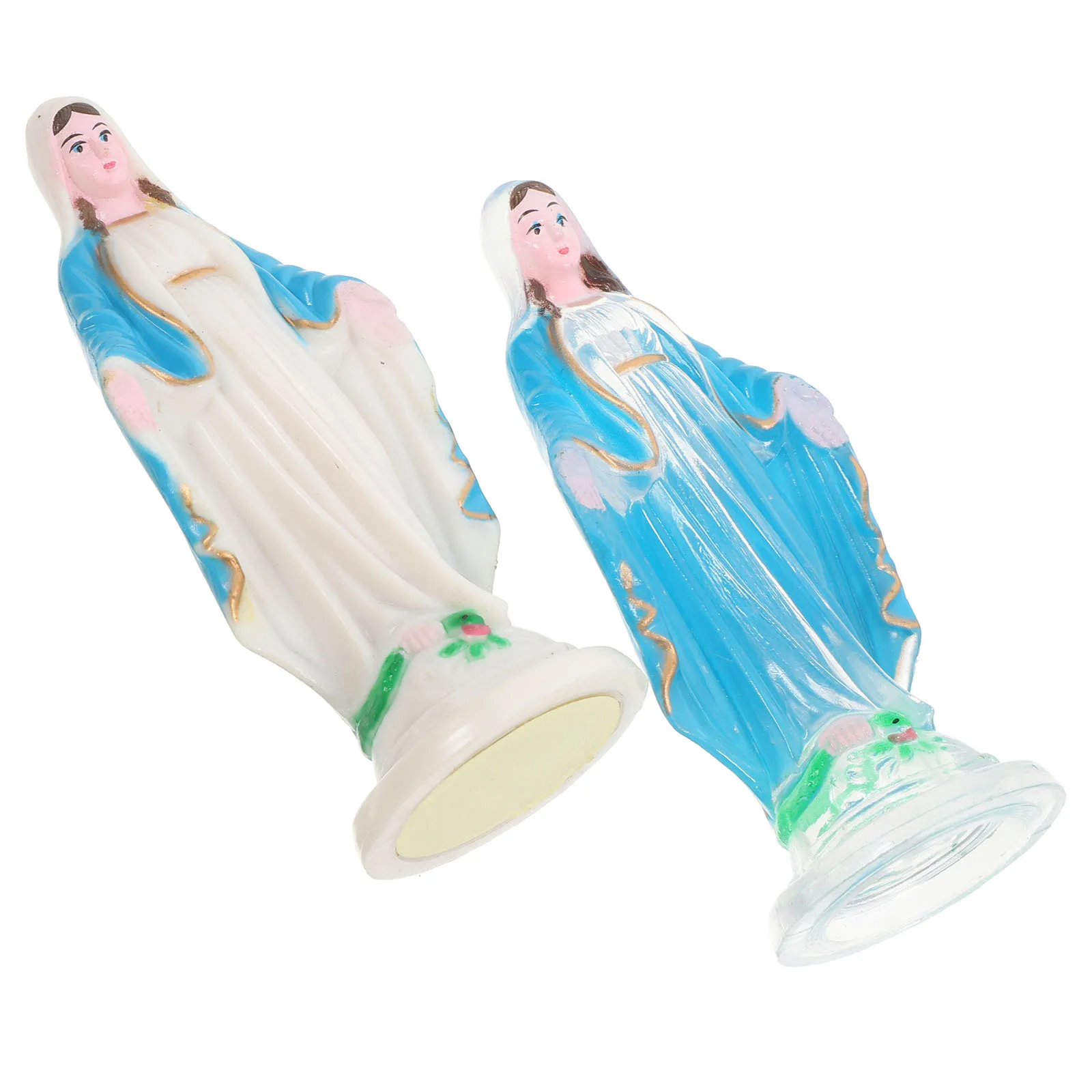 2Pcs Statue Resin Craft for Church Decor Religious Ornament Desktop Decoration Virgin Mary Sculpture Spiritual Home