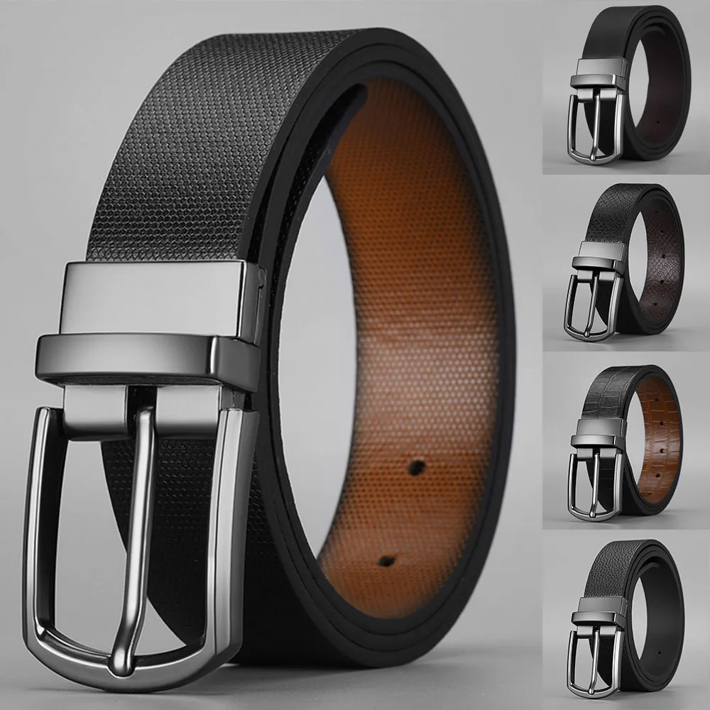 

Men Belt Casual Business Leather Waist Strap Male Jeans Waistband Rotatable Needle Buckle PU Leather Belt Luxury Classic Belt