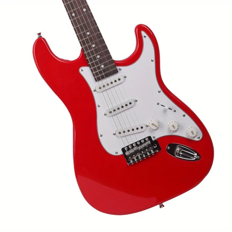 Red 6-string Rosewood Fretboard Electric Guitar 22 Taste Bass Wood Body Guitar Beginners Practice Playing