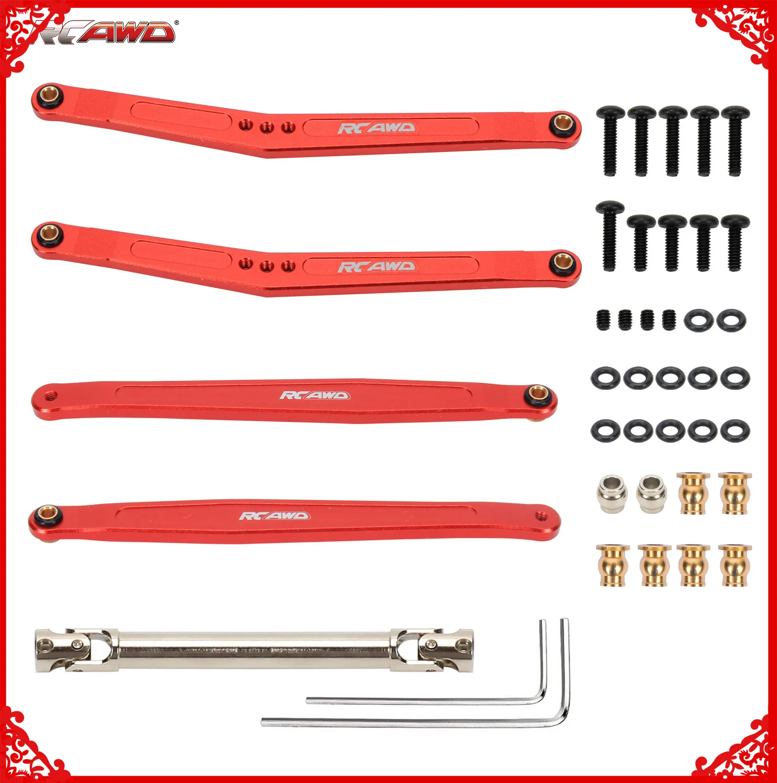 Alloy 35mm extended upper/lower linkage&70mm+ CVD center drive shaft for FMS EAZYRC Roc Hobby FCX24 1/24 crawlers