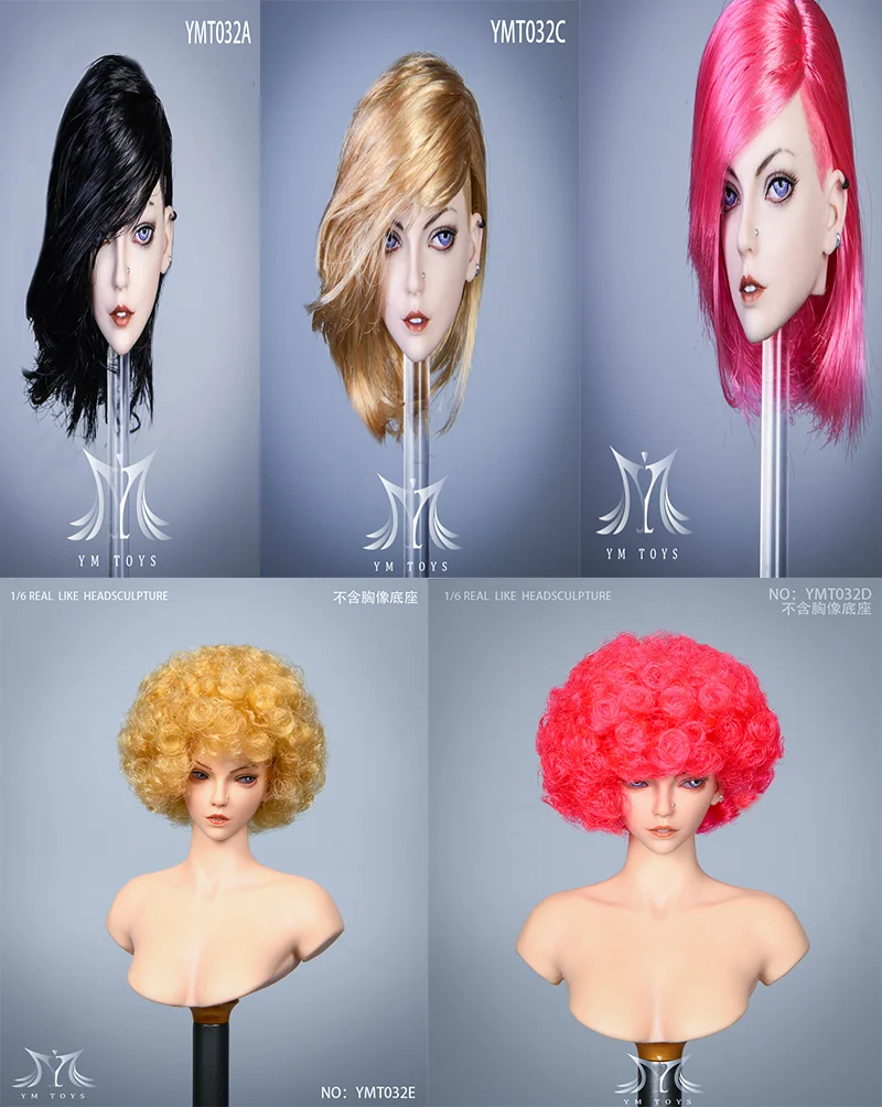

YMTOYS YMT032 1/6 Female Soldier Hair Planting Head Carving Model High Quality Fit 12'' Action Figure In Stock