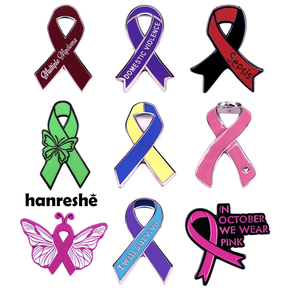 Hanreshe 9/Style Ribbon Enamel Brooch Medical Women's Health Scarf Pin Backpack Lapel Badge for Women Girls Gifts