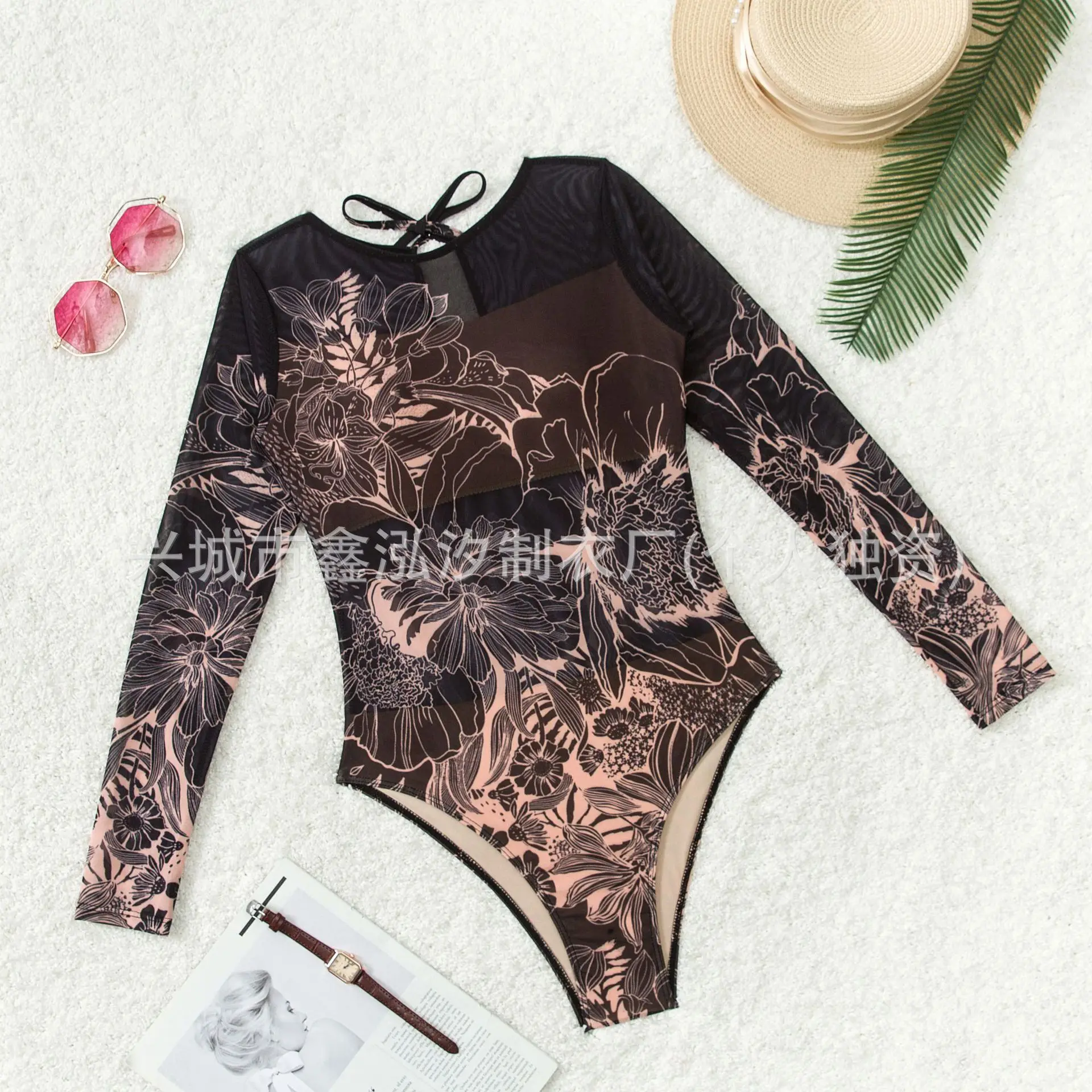 روسيا 2025 مثير شبكة قطعة واحدة بيكيني تحديد المواقع طباعة ملابس السباحة كباسليك جديد