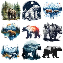 25cm Glacier Polar Bear Transfer Sticker Iron-on Transfers For Clothing Thermal Stickers On Clothes Fashion T-Shirt Appliques