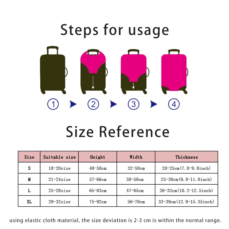 For 18-32 Inch Luggage Bear Doll Pattern Luggage Cover Elastic Protective Cover Removeable Protective Cover Dust-proof Set