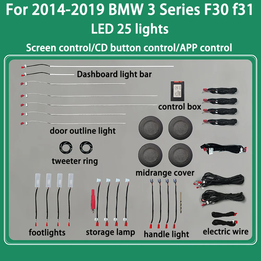 Fit For Bmw 3 series F30 F35 F31 GT / 4 Series 2014-2019 F32 F33 F34 F36 New Ambient Light Decorative Atmosphere Light 11 color