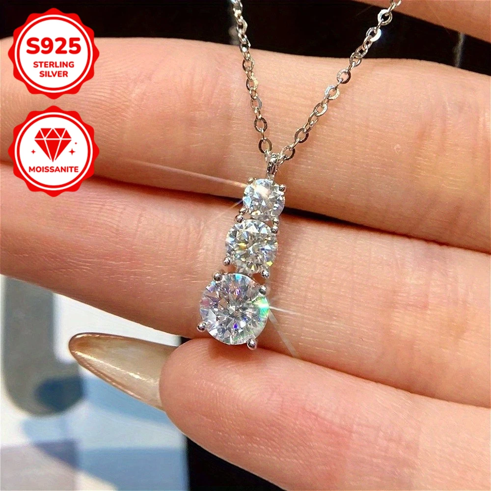 1pc 1.8Carat Moissanite Necklace Pendant, Made of S925 Silver, A Classic High-quality Piece of Jewelry, Suitable As A Gift.