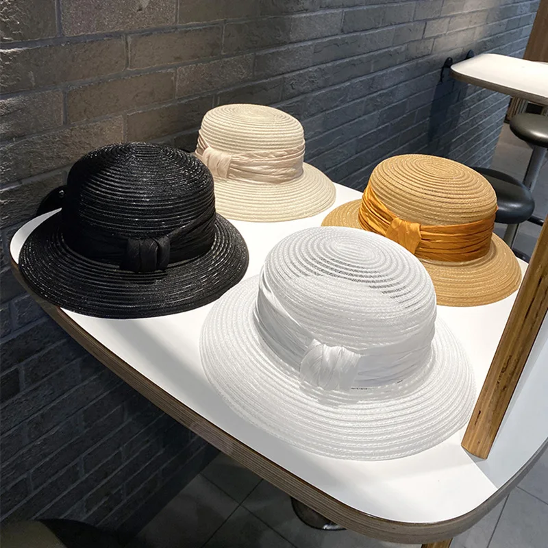 French Elegant Hepburn Style Harajuku Bucket Hats For Women Summer Beach Wide Brim Sunscreen Hat Basin Hat Fashion Casual Caps image 6