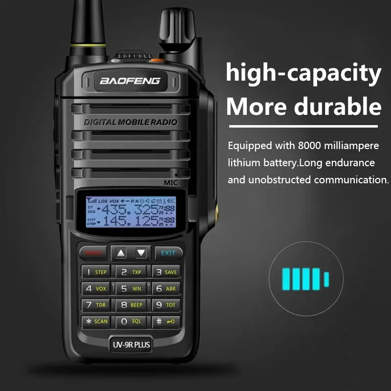 Baofeng UV-9R Plus IP68 Waterproof Walkie Talkie Dual Band 10KM Long Range Portable VHF/UHF Transceiver CB Hunting Ham Radio