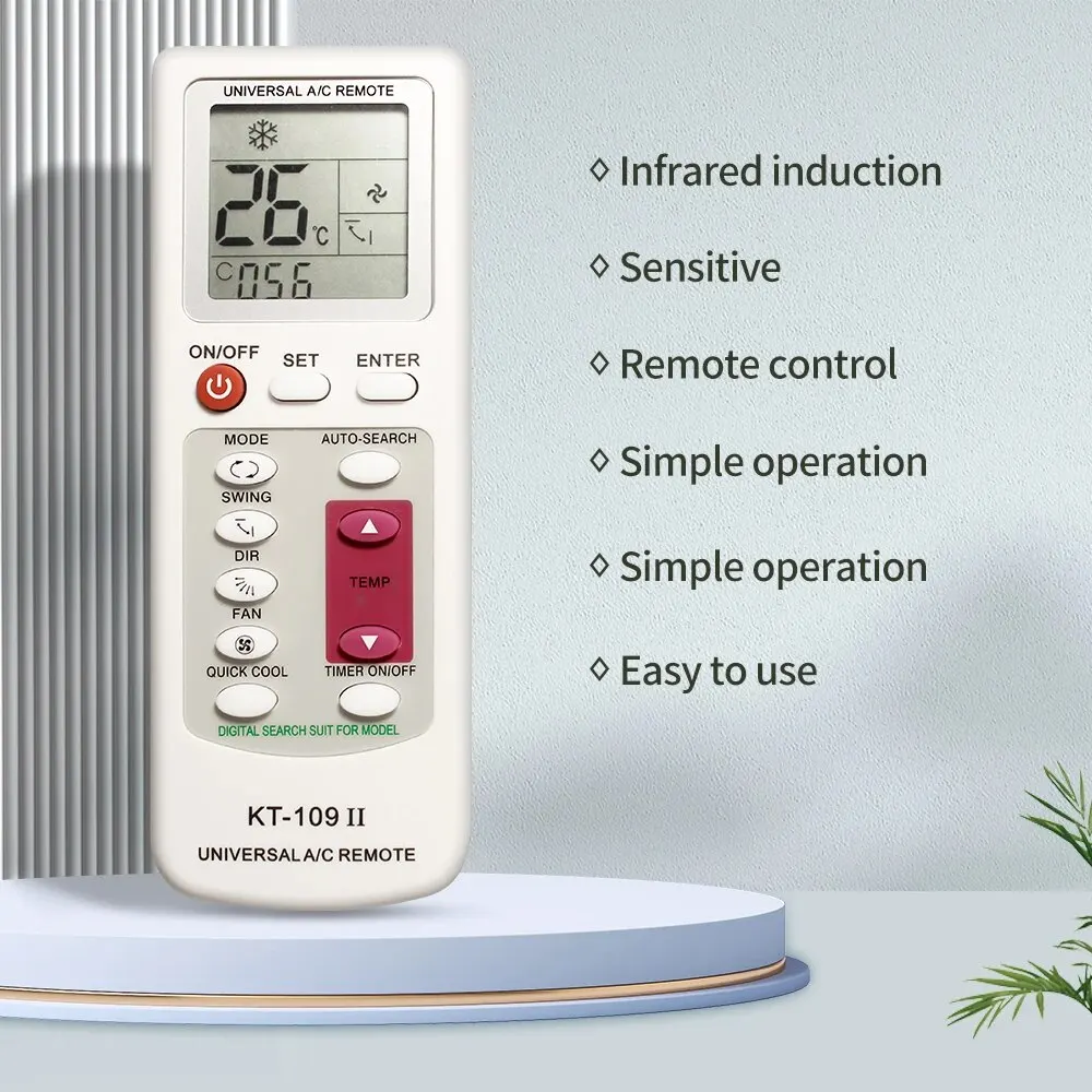 NEW KT109II Universal Air Conditioner Remote Control Replacement LCD Display Remote Control With Base