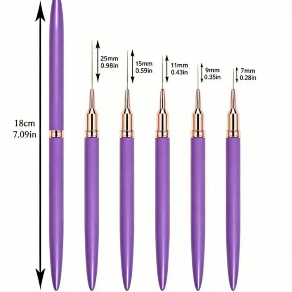 5Pcs/Set Nail Art Liner Brush UV Gel Nail Brushes Kits French Stripe Line Painting Drawing Flower Pen Professional Manicure Tool view 2