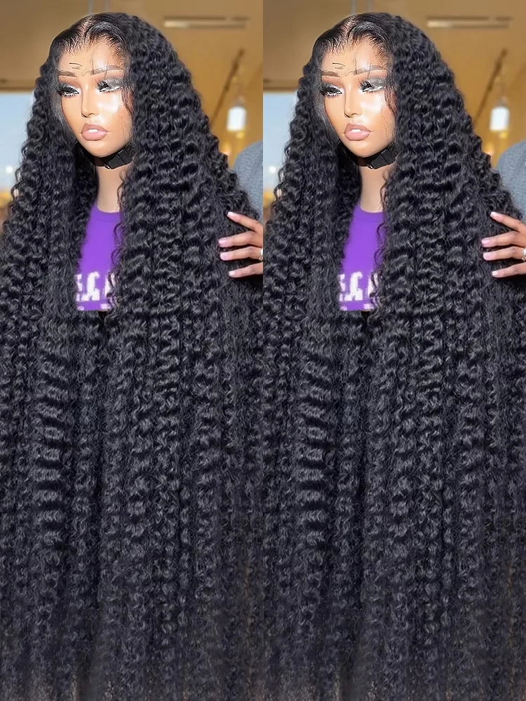 40 46 بوصة شفافة مجعد 360 13x6 Hd الدانتيل الجبهة خصلات الشعر المستعار الإنسان 300 الكثافة 13x4 موجة عميقة الباروكات الأمامية للنساء قبل قطعها