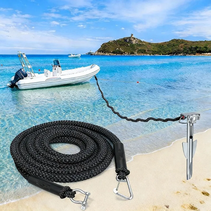 Marina Rope 7ft Boat Mooring Rope Water Scooter Yacht Kayaking Bungee Jumping Anchor Rope Hooked Elastic Marina