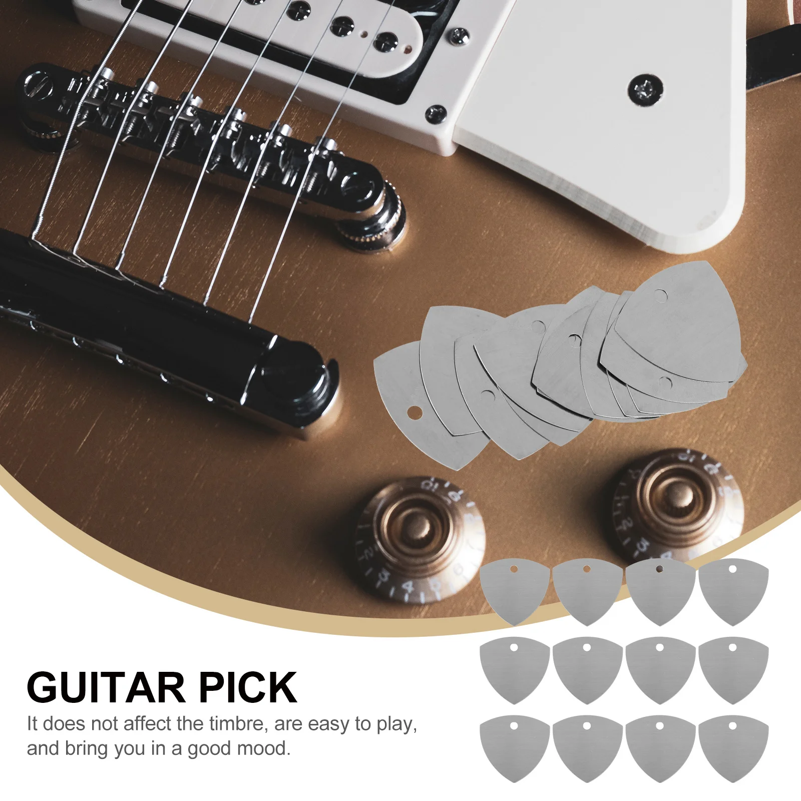 

12Pcs Stainless Steel Guitar Plectrums Fine Craftsmanship Picks for Bass Instruments Accessories Non Slip Surface Reliable