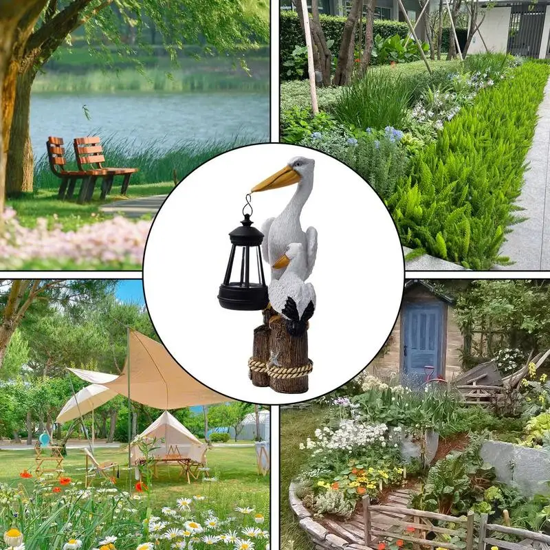 Luzes de jardim movido a energia solar animal estátua do jardim ao ar livre lâmpada para pátio gramado quintal decorativo estatueta pássaro ornamentos