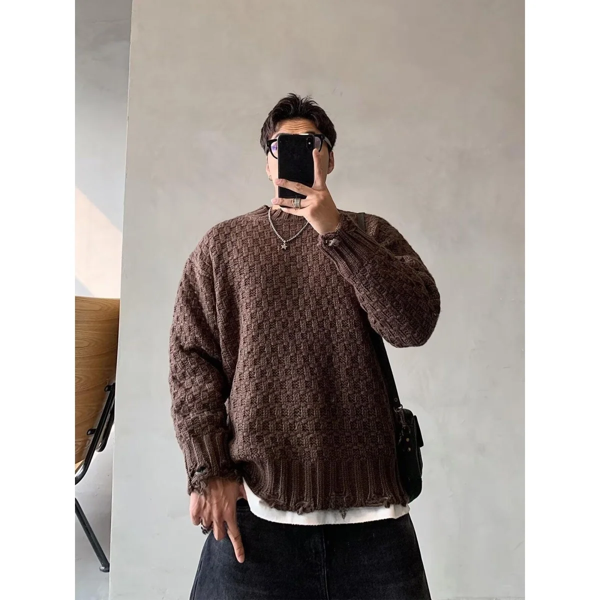 

Мужской вязаный кардиган в американском ретро-стиле, с V-образным вырезом, мягкий полиэстер, длинный рукав, зимняя верхняя одежда